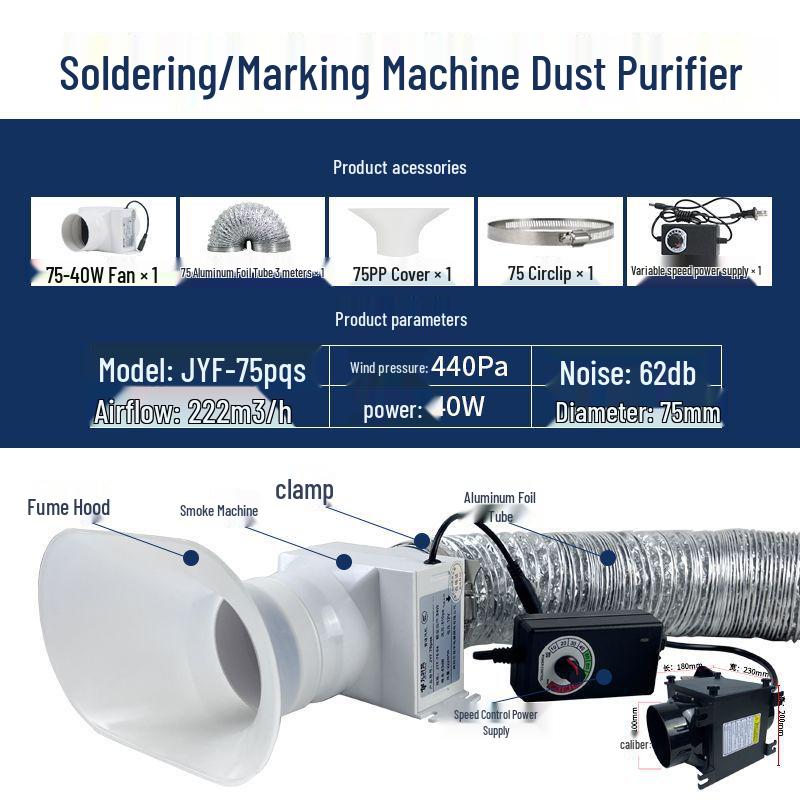 Compact Solder Fume Extractor and Laser Engraving Dust Removal Fan