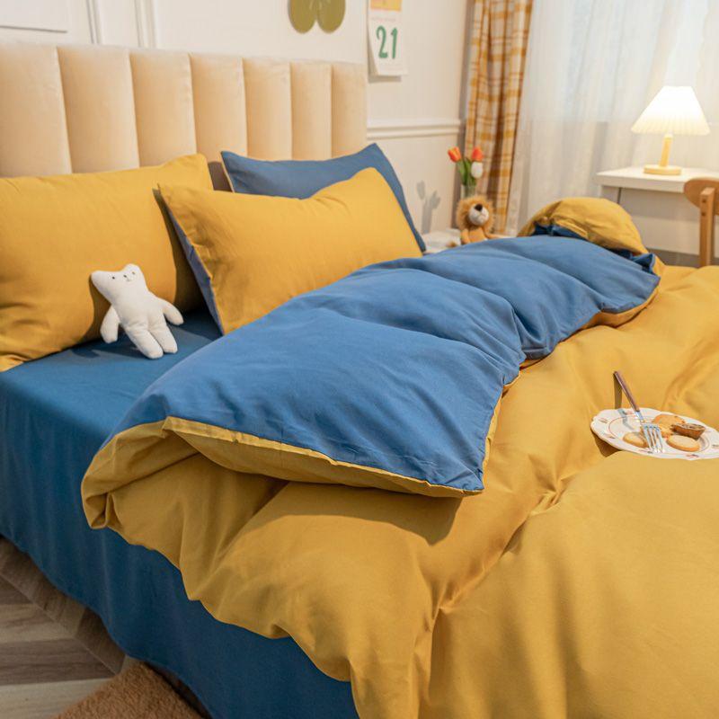 Korean Solid Purple Bedding Set Soft Flat Sheet Duvet Cover Pillowcase Polyester Bed Linen Twin Queen Full Size Quilt Cover Set