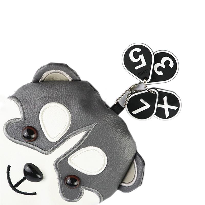 Golf Head Cover Waterproof Cute Dog Shaped Golf Head Protector PU Super Fleece Golf Putter Cover for Outdoor