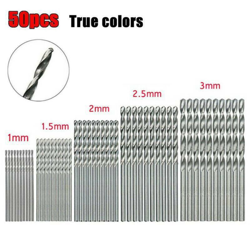 50 Pcs/set Hss Drill  Sets Titanium-coating Powerful Hard Steel Tools 1mm 1.5mm 2mm 2.5mm 3mm