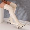 New British Autumn and Winter Knee Boots, Thin Boots, Pointed Thick High-heeled Boots, Knight Boots, Large Size Boots.