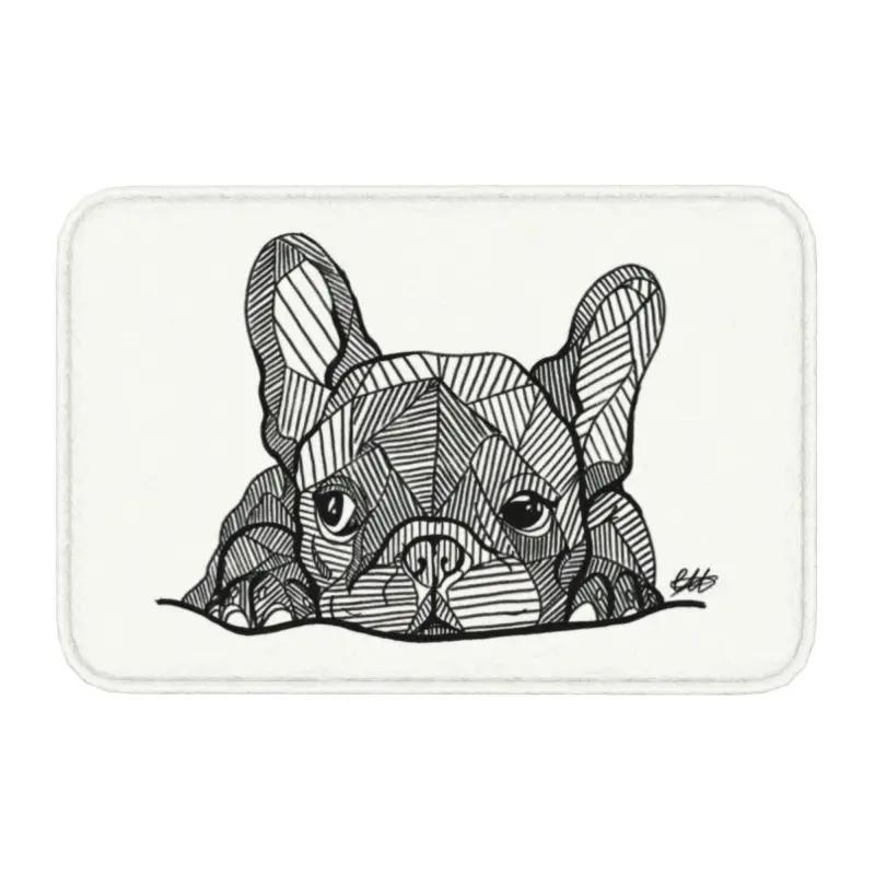 French Bulldog Door Mat with "NOPE" Funny Pattern Non-slip Entrance Rug for Home Decor Dog Lovers Collection