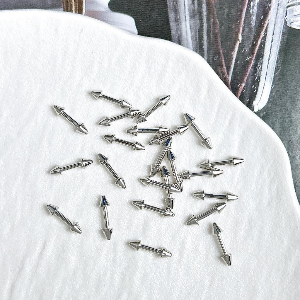 Legierung Gebogener Stab Augenbrauenstecker Außengewinde Doppelseitig Vergoldet Spitzkegel Punk Style Nagelkunst Zubehör DIY Nagel Süß Cool Dekoration DIY