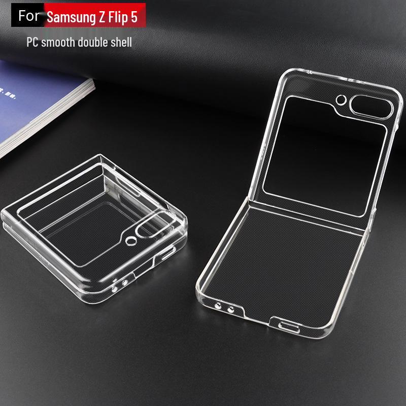 Samsung Z Flip7 Fully Transparent PC Case with 5-Fold Screen Protection and Zipper