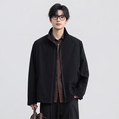 Fengmao Men's Casual Stand Collar Work Jacket