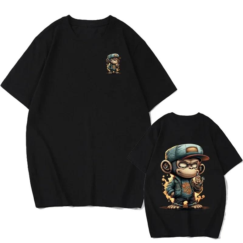 Men's Animal T-Shirt Hip Hop Monkey Print Everyday Versatile Everyday Casual Short Sleeve European Size T-Shirt Street Harajuku