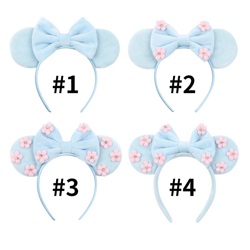 Disney Mickey 3.3"Velvet Ears Headband For Girls Soft Bow Hairband Halloween Festival Party Christmas DIY Hair Accessories