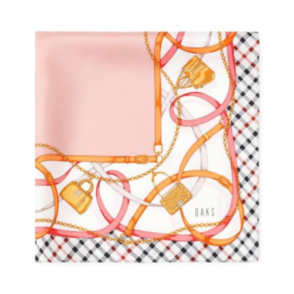 Daks Pink Logo Chain Print Silk Scarf Dcsc8e142p2
