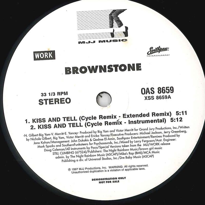 

12inch Record BROWNSTONE - Kiss And Tell OAS8659PROMO MJJ MUSIC 1997 US Rap & Hip-Hop/R&B Used