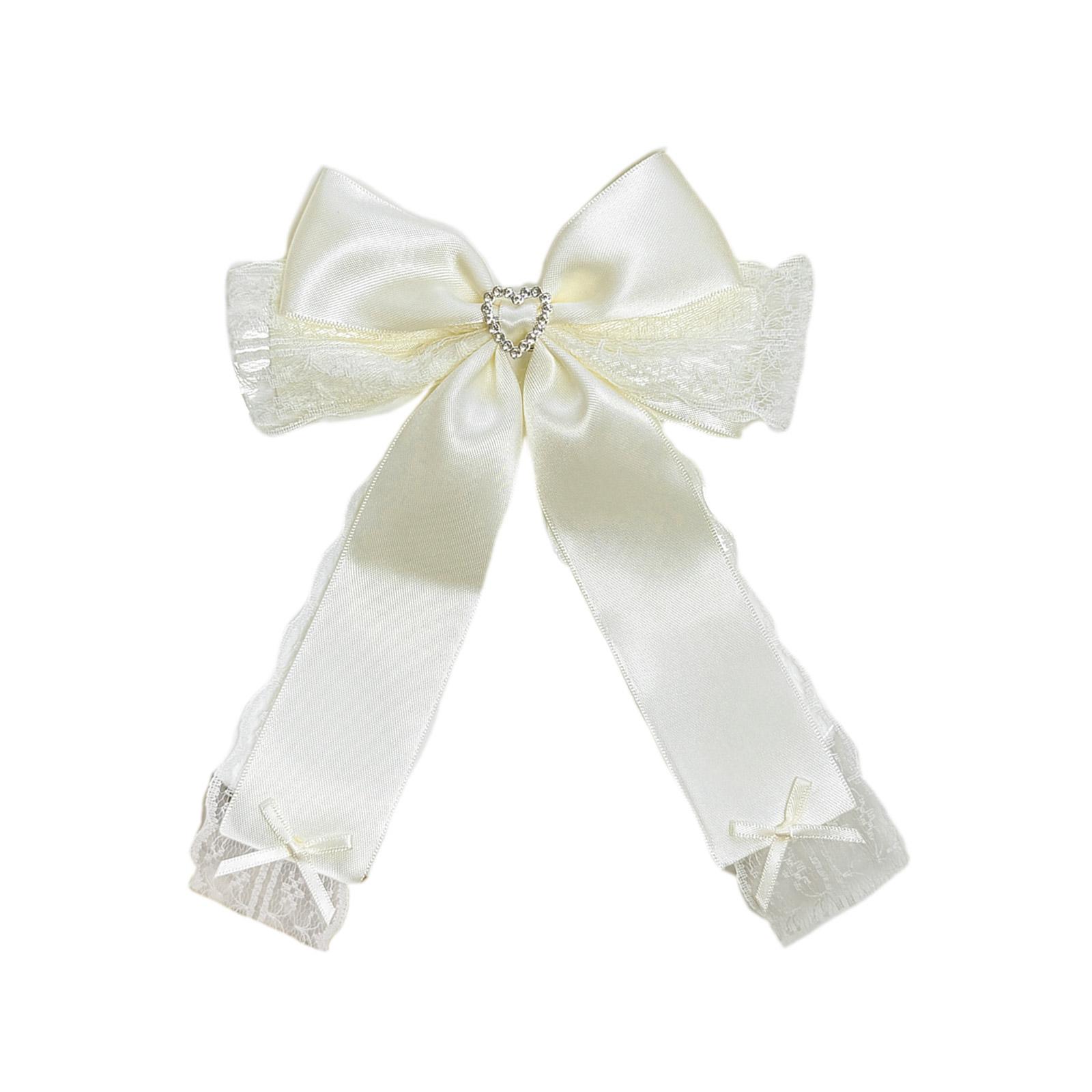 

Y2K кружевная заколка для волос бант балетки большой бант сердце плоский зажим балетки шпилька бант элегантная заколка для волос для пучков бежевый