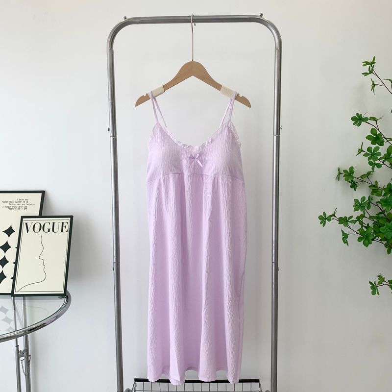 Women's Nightdress with Suspenders Nipple Coverage 2024 Summer New Arrival Sweet Soft National Style Clouds Cotton Padded Cotton Silk Skirt