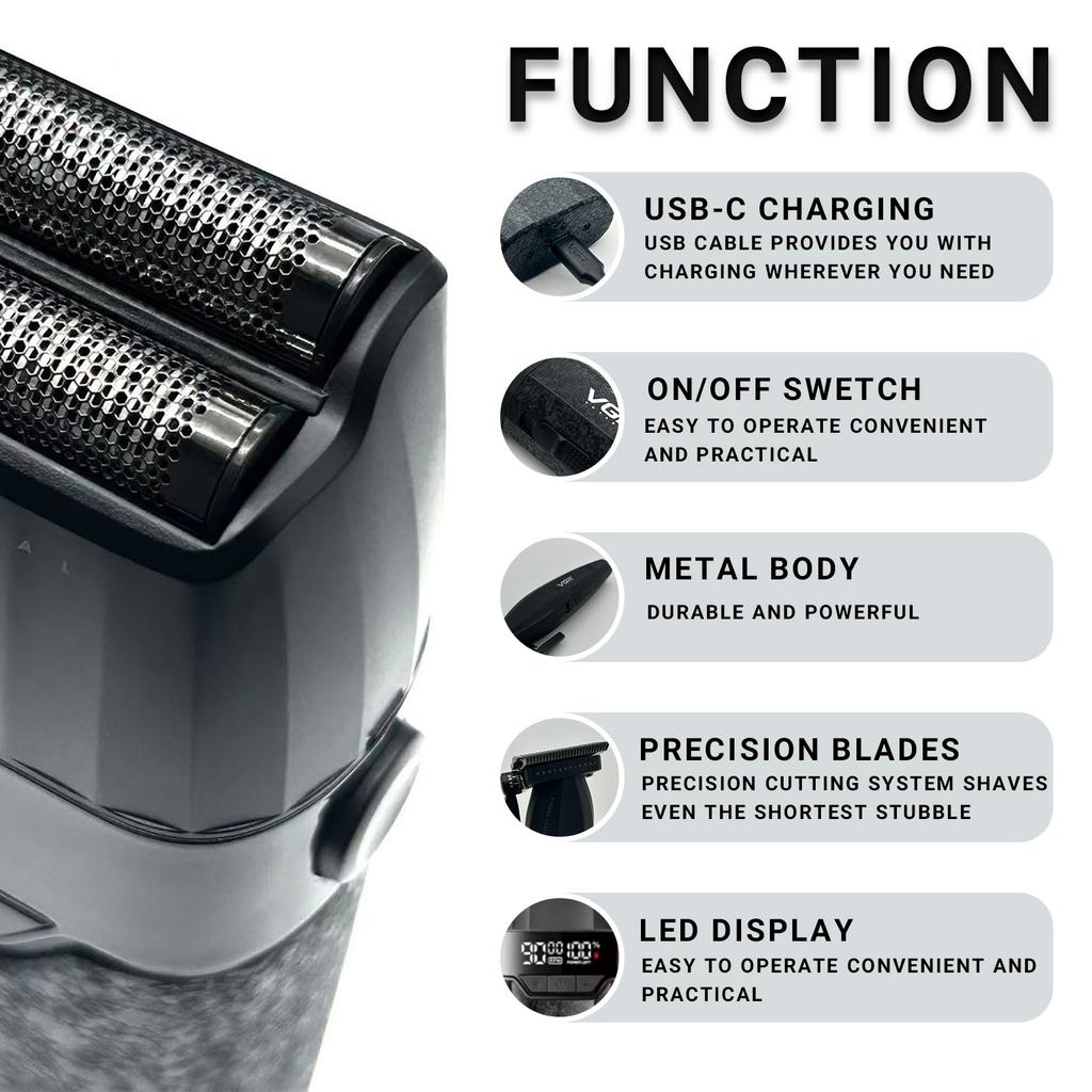 VGR V-640 S3 Hair Trimmer Professional Hair Cutting Machine Electric Shaver Cordless Barber Clipper Rechargeable Trimmer Digital Display LED Shaver