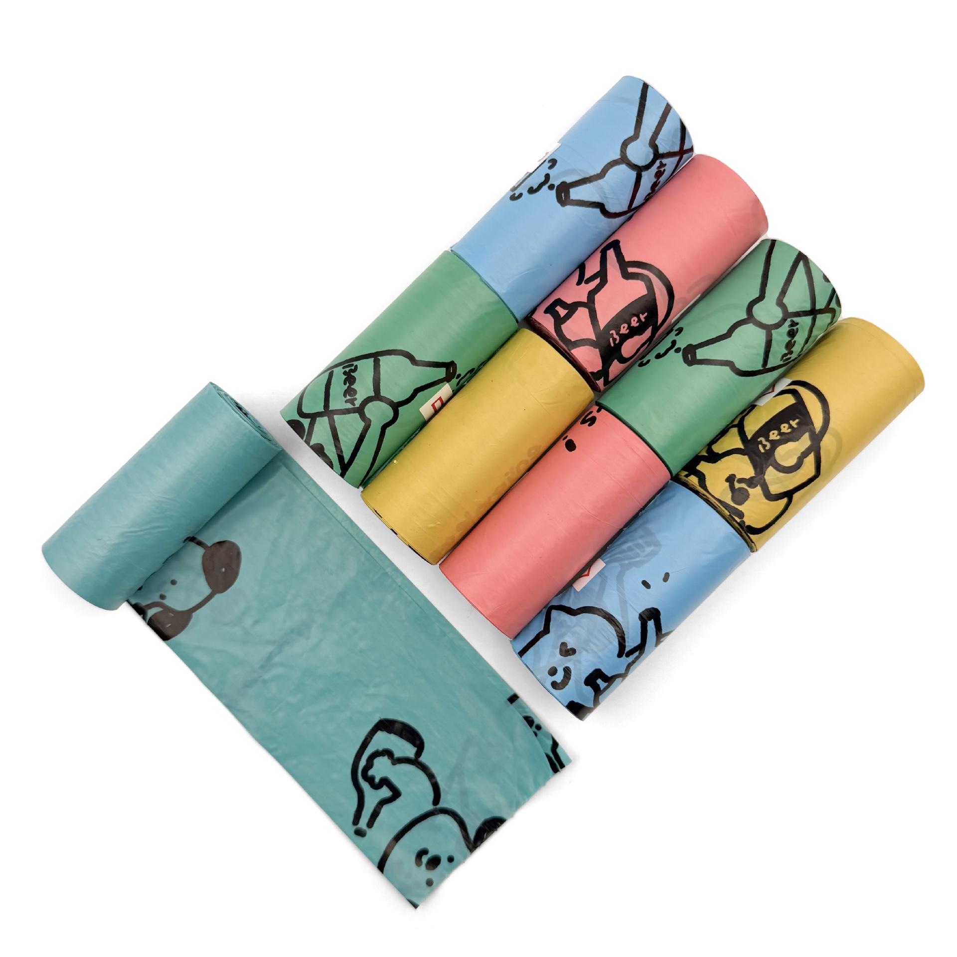 Cross-Border Pet Poop Bags: Tear-Off Dog Waste Bags with Pet Print for Car Use 4 rolls, 60 bags