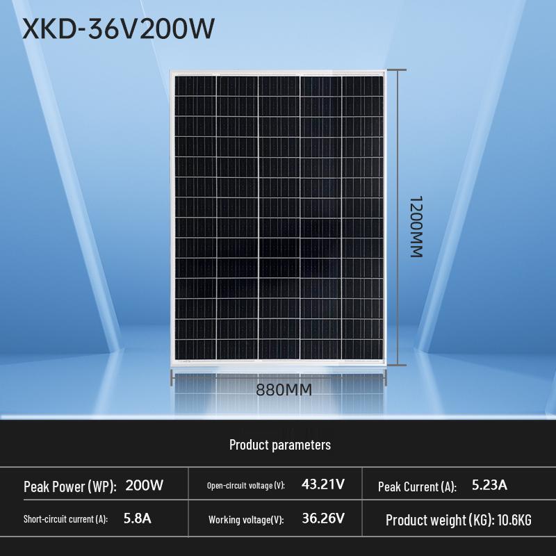 Brand New 200W Monocrystalline Solar Panel for 12V/24V Photovoltaic Power System - Free Shipping