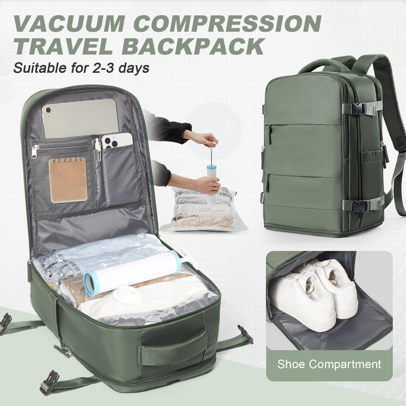 

Ryanair Cabin Airplane 40x20x25 Backpack Travel Laptop Bag wirh Two Air Vacuum Bags for Clothing Travel, Anti-Theft Backpack зелений