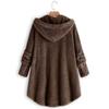 Fashion Autumn Winter Women's Solid Button Coats Ladies Warm Bear Loose Outwear Female Plush Coat Hooded Wool Jackets