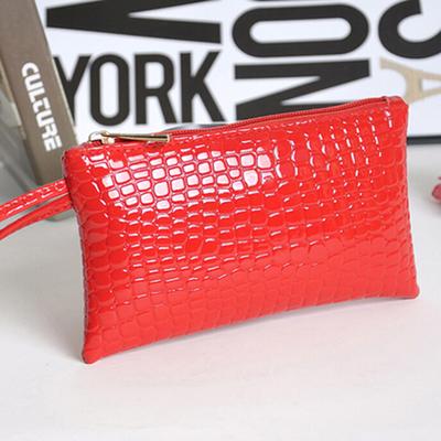 Women Purse Zipper Closure Portable Faux Leather Solid Color Phone Handbag for Work