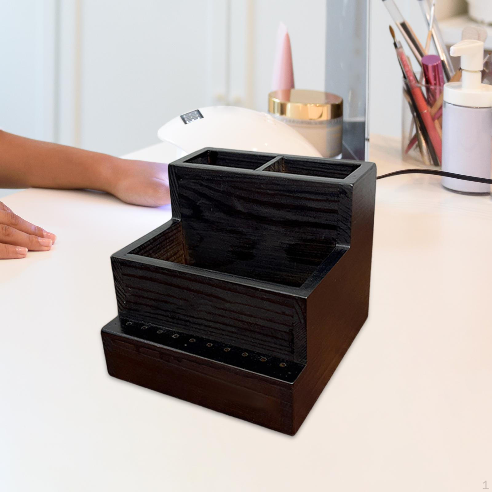 Держатель для сверла для ногтей, ящик для хранения маникюра, деревянный инструмент для салона
