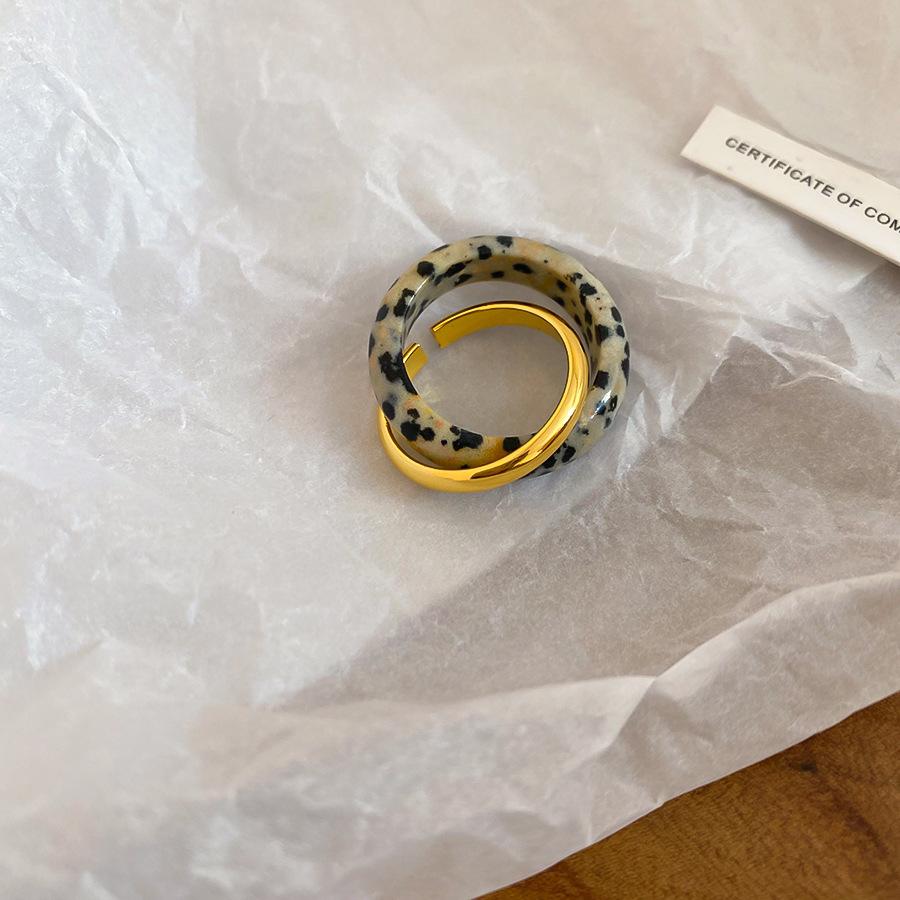 Maillard Vintage Geometric Flower Tiger's Eye Open Ring Simple Index Finger Ring Jewelry