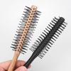BEPAN Wood Handle Round Hair Curling Brush Hair Salon Styling Drying Tool Hairdressing Curling Massage Roller Comb with Nylon Bristles