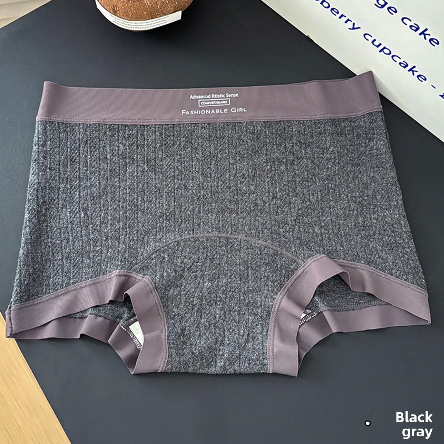 

Ladies Summer Letter Waistband 10A Antibacterial Grey Extended Crotch Seamless Mid Waist Briefs M серый/чёрный
