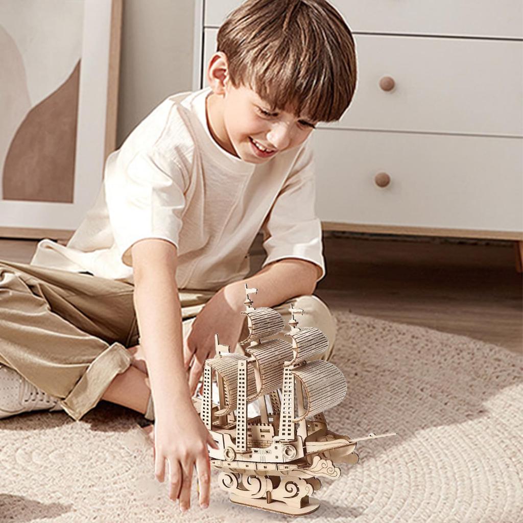 Hallisun 3D Wooden Assembly Moving Mechanical Mechanical Vintage Home Adult Birthday Japanese Instruction Manual Included Puzzle, Puzzle, Ship, Craft,