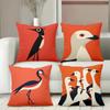 Stilvolle Vogelmuster Orange Kissenbezüge für Zuhause Polyester Kissenbezug, Sofa Dekorative Kissenbezüge Kopfteil Kissen