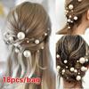 18pcs/Bag Fashion Wedding Pearl Hair Fork Hair Accessories Bridal Decoration Hair Clip Comb Bead Clip Women's Accessories