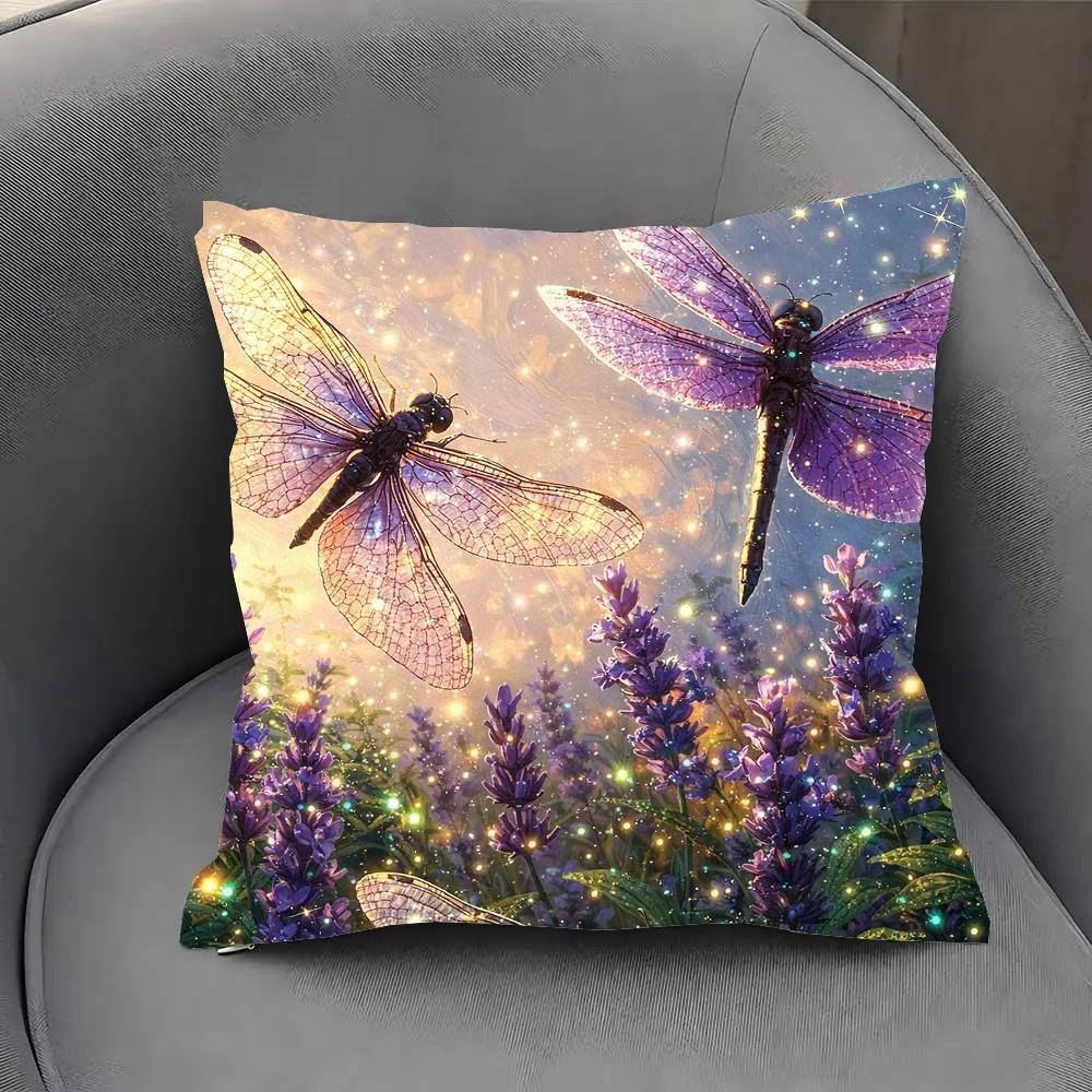 Interesting Dragonfly Pillow Case Fashion Square Pillowcase Bedroom Sofa Room Ins Decoration Leisure