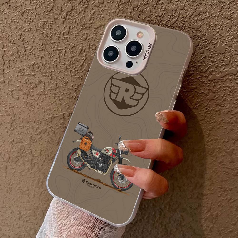 R-ROYALS E-ENFIELDS Logo Phone Cover For IPhone 16 15 14 13 12 11 17 Pro Max Plus Color Silver Shell
