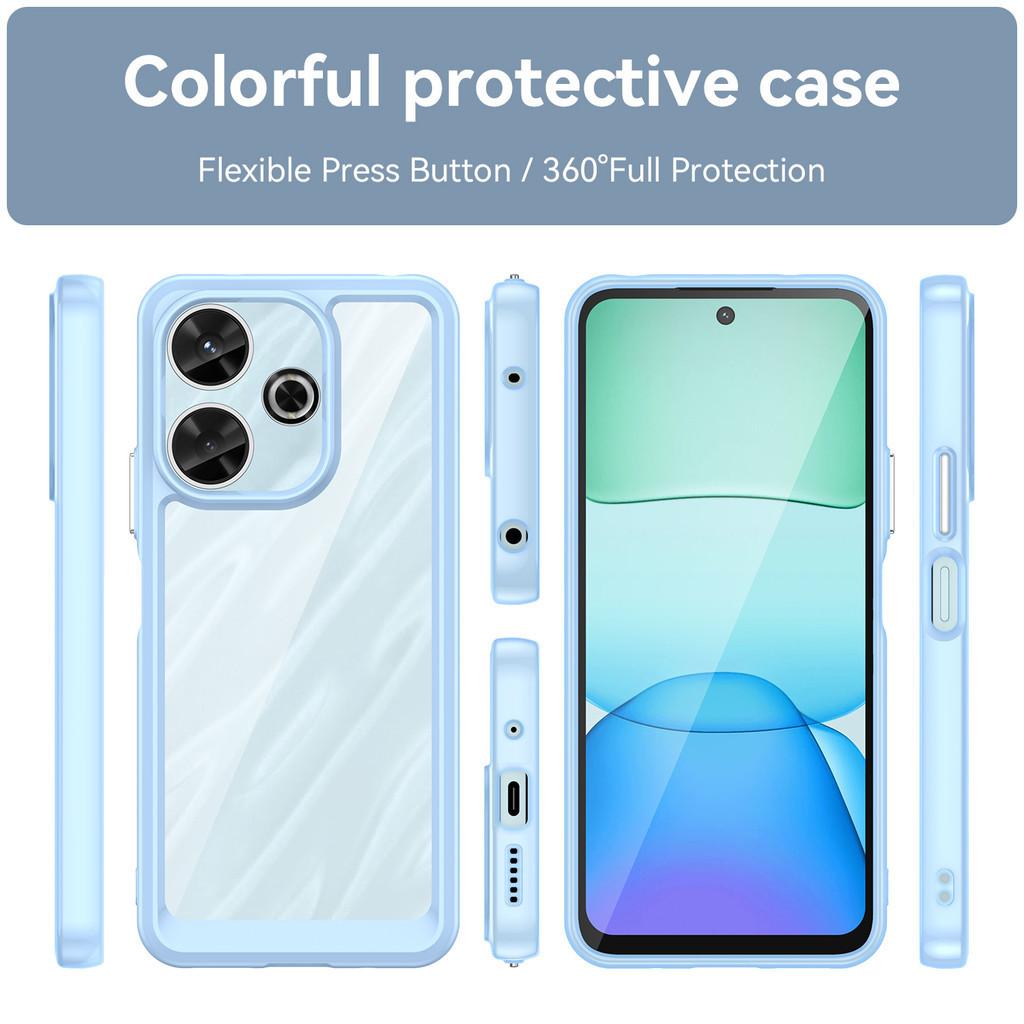 Transparente PMMA-Hülle für Xiaomi Redmi Note 13R 13 Poco M6 Plus 4G Note13R PocoM6 Redmi13 Bunte Weiche Kante Hartschalenabdeckung