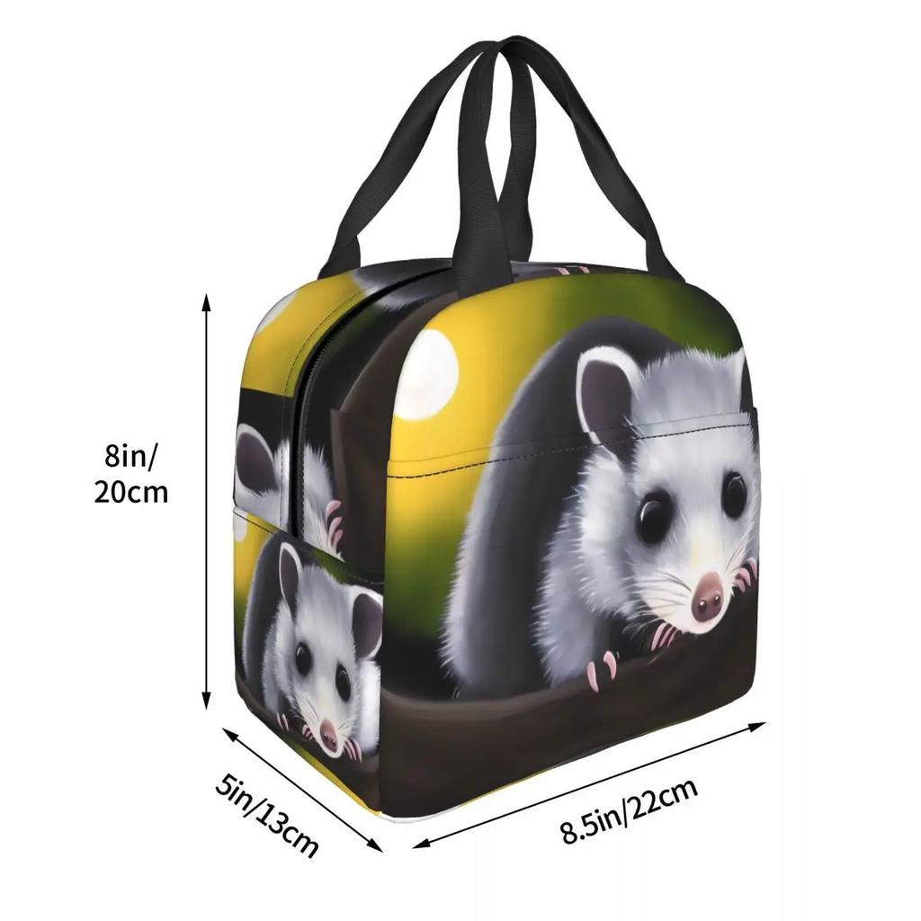 Opos w blasku księżyca Izolowane torby na lunch dla kobiet Zwierzę domowe Przenośna chłodziarka Termiczny pojemnik bento Praca Szkoła Podróż