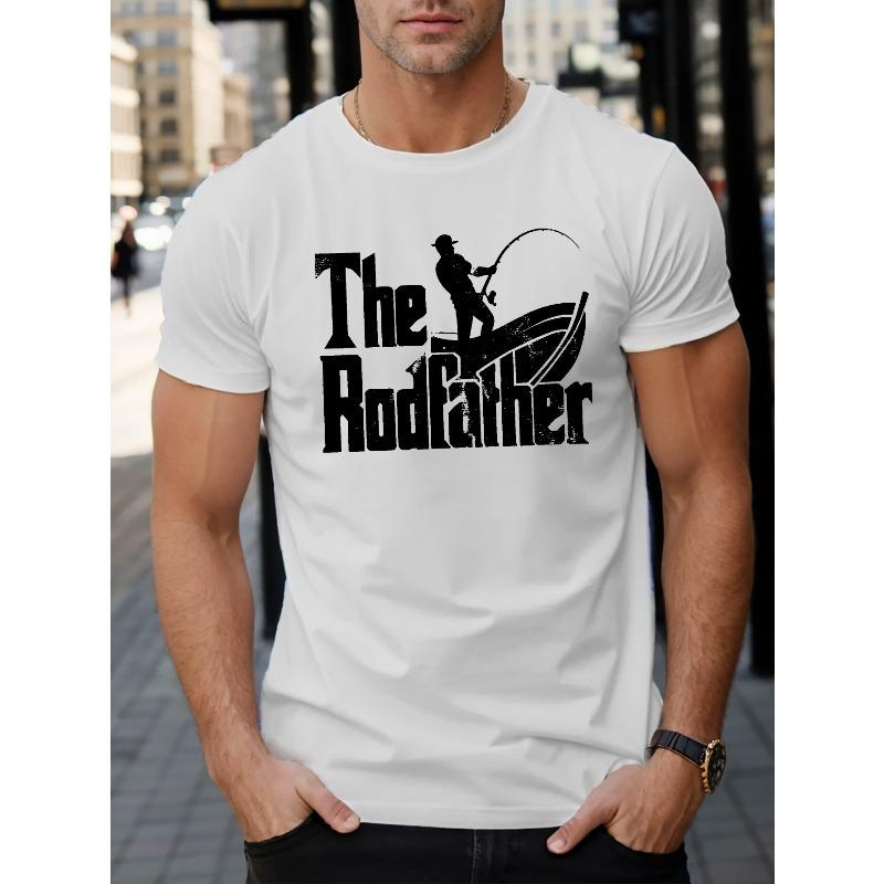 

THE ROD FATHER Men s Short Sleeve T-shirt Summer T-shirt Top Round Neck, Relaxed Fit, Oversized, Cool, Casual, and Fashionable S белый