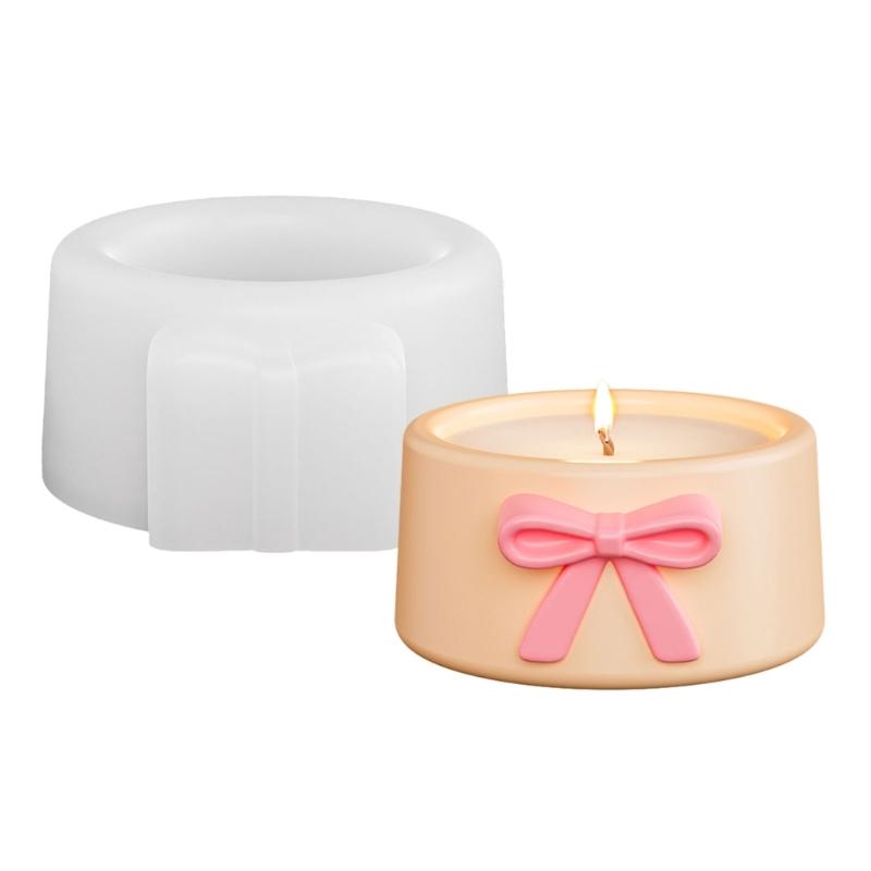 Reusable Crafting Mold Bowknot Shape Succulents Planter Moulds Silicone Texture for Handmade Storage Box Containers