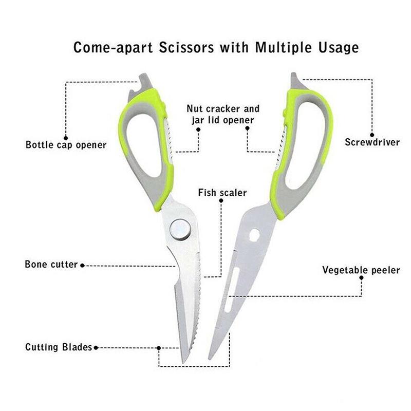 Multifunction Kitchen Cutter Knife Shears Scissors Heavy Duty 8 Features