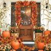 5.7 Feet Autumn Wreath Hanging Vine Maple Leaf Garland Fall Decoration For Home Christmas Wreath Wedding Decor Holiday Seasonal Decoration