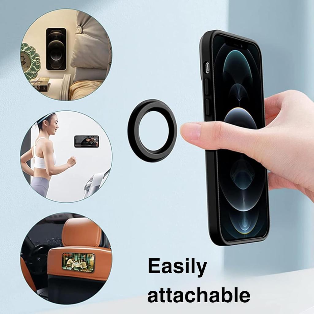 Magnetic Phone Wall Mount – Hands-Free Shower Mirror Holder & Car Sticker Stand, Compatible with iPhone 17 16 15 14 13 12 Pro Max Mini (Black)