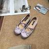 2025 autumn round head bow French shallow mouth ballet single shoes women's skirt gentle wind flat Mary Jane shoes