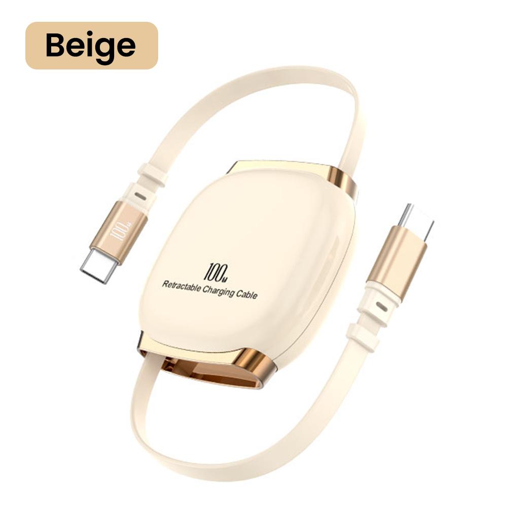 100W Retractable Type C To Type C Cable PD Fast Charging Phone Cable For Iphone 15 16 Samsung Notebook USB C Data Cable Wire