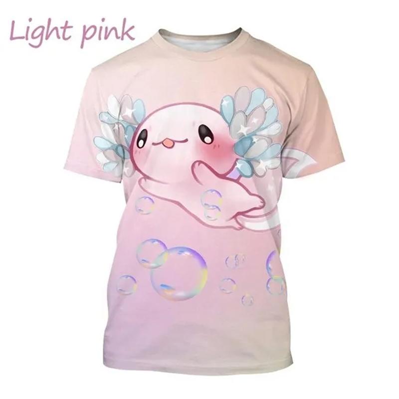 Hot Sale New Axolotl 3D Printed T-shirt Personality Animal Unisex Comfortable Round Neck Print Streetwear Tops Men Women Tees