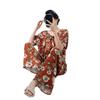 1011 new pajamas women's summer cotton and silk thin short-sleeved trousers set can be worn outside spring and autumn large-size loungewear