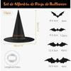 Halloween Witches Hat 12 Pieces Spooky Halloween Decorations With Bats Witch Hat Set With 164Ft Nylon Cord For Indoor Outdoor