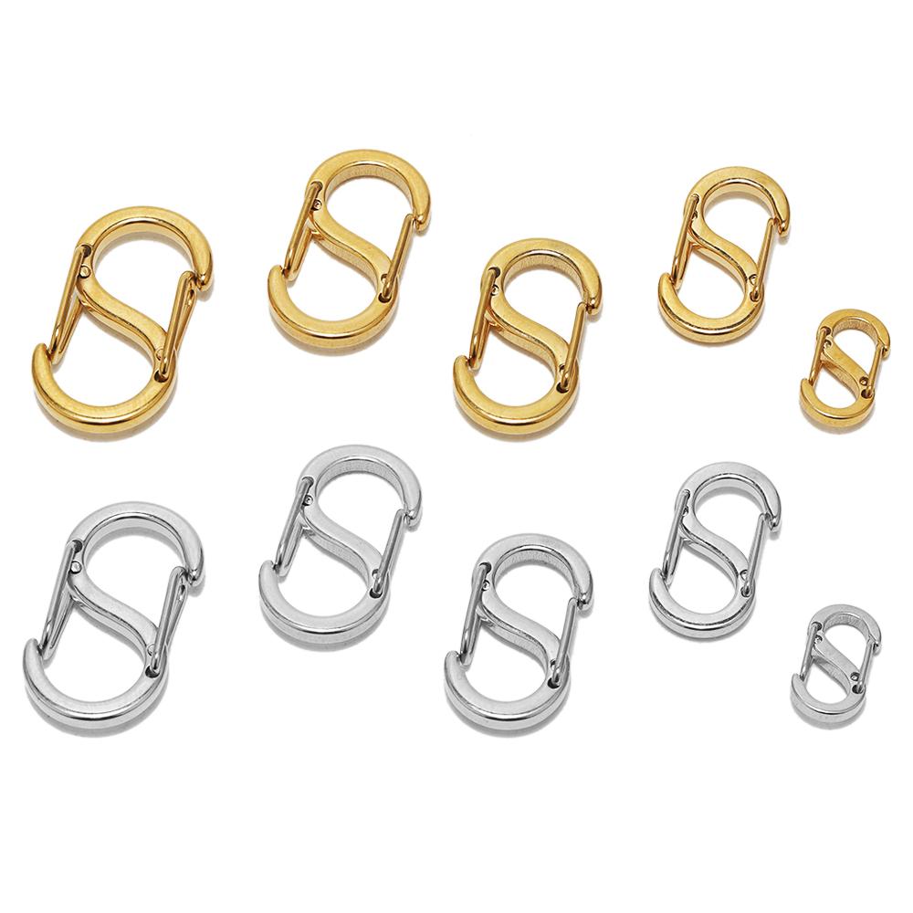5Pcs 18k Gold Stainless Steel Chic Letter S Buckle Spring Lobster Clasps Necklace Hooks Bracelets Connector DIY Jewelry Making