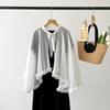 Thin Print Sunscreen Shawl Women Summer Uv Protection Riding Sunscreen Cloak Lady Poncho Capes Black
