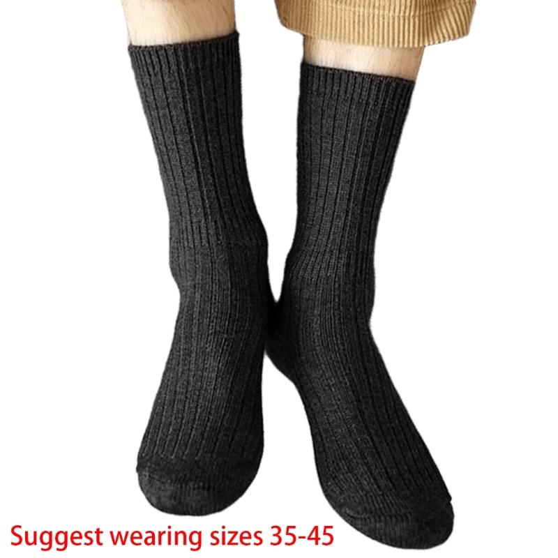 Wool Socks Men Winter Thermal Wool Hiking Socks Thick Warm Crew Socks Cotton Boot Socks Casual Dress Socks Ankle Socks