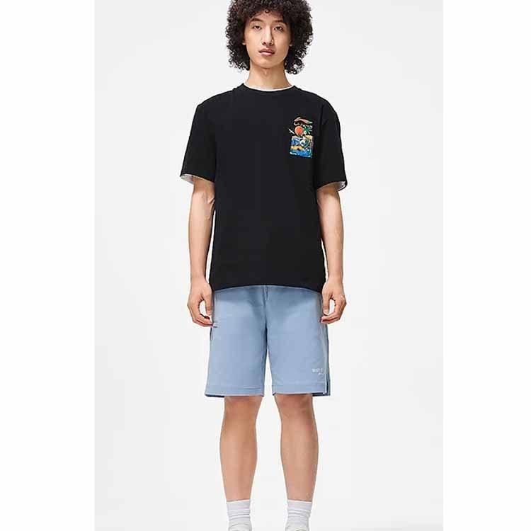 Li Ning Sports Trendy Collection T Shirts Men's Black Crew Neck Moderate Straight Fit AHST177-4