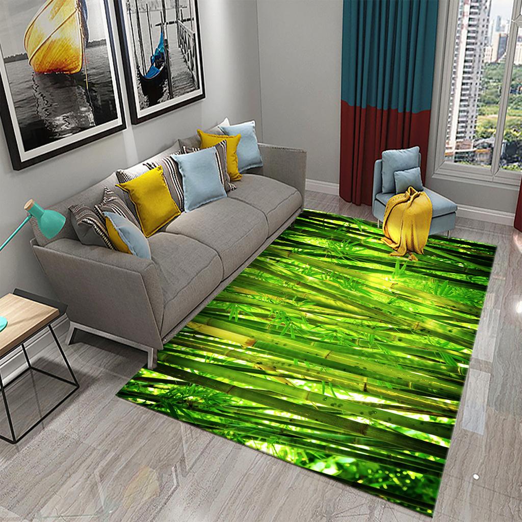 3D Green Bamboo Forest Bamboo Carpet for Bathroom Mat Plants Toilet Rugs Anti-Slip Mat Bedroom Living Room Floor Decor Carpets