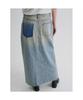 8seconds Diagonal Fastening Denim Maxi Skirt Sky Blue