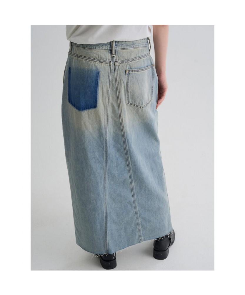 8seconds Diagonal Fastening Denim Maxi Skirt Sky Blue