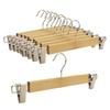 Taiyo No Fish Hanger for Pants and Skirts, Adjustable Width, Non-Marking Clips for Drying Pants, Skirts, and Other Clothing (Natural, 10)